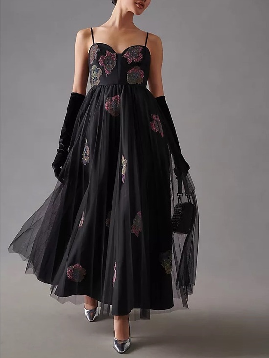 Anthropologie Dresses & Skirts - Anthropologie Geisha Designs Floral Tulle Corset Dress Gown Plus 1X